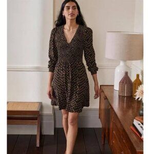 Boden Floral Smocked Long Sleeve Dress Size 4